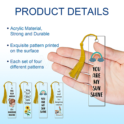 4 Sets Acrylic Bookmark Pendants for Teachers' Day DIY-GL0004-27A-1