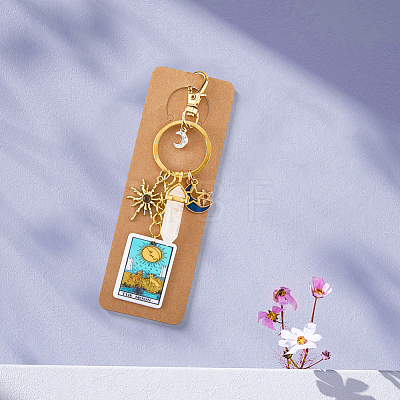 1Pc Rectangle Alloy & Enamel & Acrylic Keychains KEYC-BM0001-26C-1