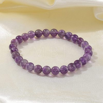 Natural Amethyst Bead Stretch Bracelets X-BJEW-K212-A-034-1