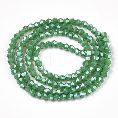 Opaque Solid Color Electroplate Glass Beads Strands EGLA-A039-P2mm-A08-1