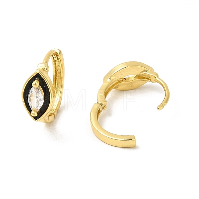 Enamel Horse Eye Hoop Earrings with Clear Cubic Zirconia EJEW-E270-05G-1
