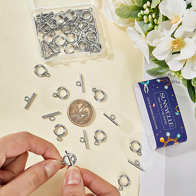 30Sets 304 Stainless Steel Toggle Clasps STAS-SC0021-29S-1
