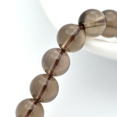 Natural Smoky Quartz Round Beads Strands G-P088-18-6mm-1