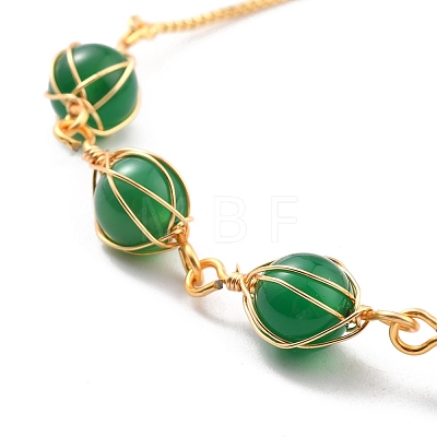 Natural Green Agate Wrapped Bracelets BJEW-A122-10H-1