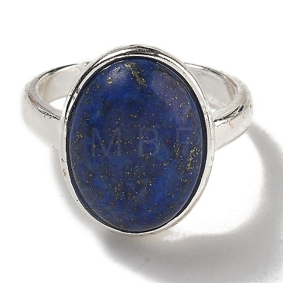 Natural Lapis Lazuli Oval Adjustable Rings RJEW-K371-07S-15-1