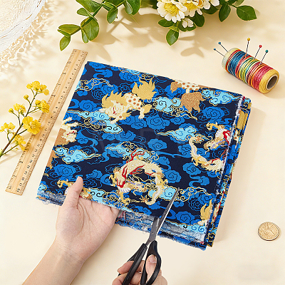 Qilin Pattern Cotton Fabric DIY-WH0579-97B-1