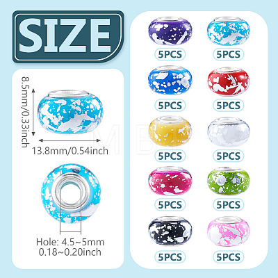 50Pcs 10 Colors Opaque Resin Rondelle European Beads RESI-TA0005-47-1