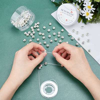 SUNNYCLUE 200Pcs DIY Electroplate Non-magnetic Synthetic Hematite Bead Stretch Bracelets Making Kits DIY-SC0014-92B-S-1