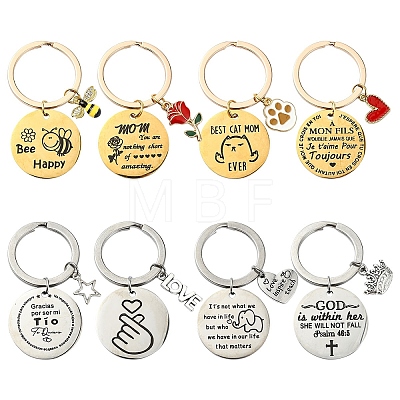 Alloy Enamel with Rhinestone & 201 Stainless Steel Keychain KEYC-YW00101-01-1