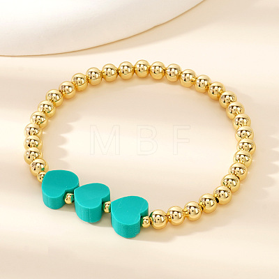 Bohemian Style Round Brass Beads Stretch Bracelets DP7684-1-1