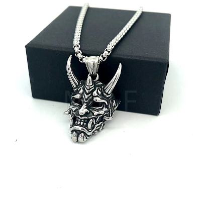 Vintage 304 Stainless Steel 3D Devil Mask Pendant Necklaces for Men AL8165-1