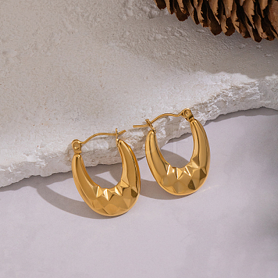 Oval 304 Stainless Steel Hoop Earrings PG1379-1