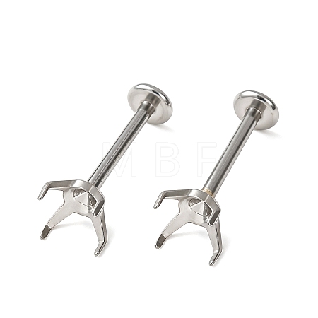 304 Stainless Steel Prong Earring Settings SA-CBA8B85-11D-03-1