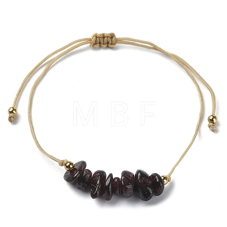 Natural Garnet Chips Braided Bead Bracelets BJEW-JB09851-01-1