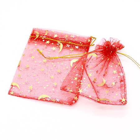 Hot Stamping Rectangle Organza Drawstring Gift Bags LS-WG15067-05-1