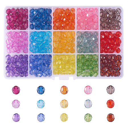 450Pcs 15 Colors Transparent Acrylic Beads TACR-CJ0001-31-1