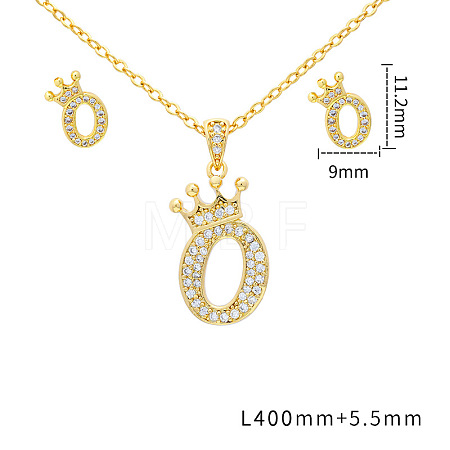 Brass Micro Pave Clear Cubic Zirconia Pendant Necklaces & Stud Earrings Sets FS-WG8C370-15-1