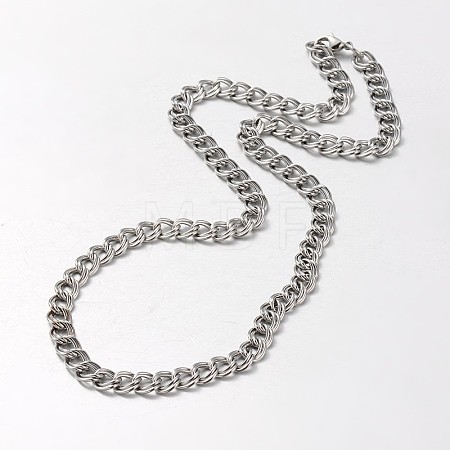 Tarnish Resistant 304 Stainless Steel Double Link Chain Necklace STAS-L127-02P-1