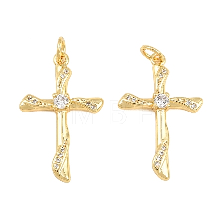 Brass Micro Pave Clear Cubic Zirconia Pendants CU-CBA48B8-01G-F-1
