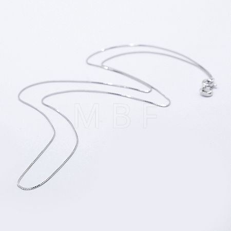 Anti-Tarnish Rhodium Plated 925 Sterling Silver Box Chain Necklaces STER-F039-40cm-03P-1