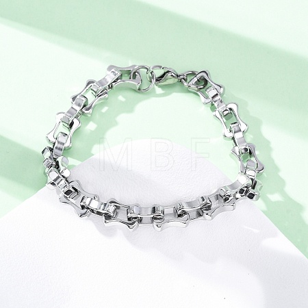 304 Stainless Steel Rectangle Link Chain Bracelets for Women Men BJEW-R018-20P-1
