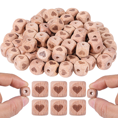 100Pcs Engraved Beech Wood Beads WOOD-PA0001-86B-1