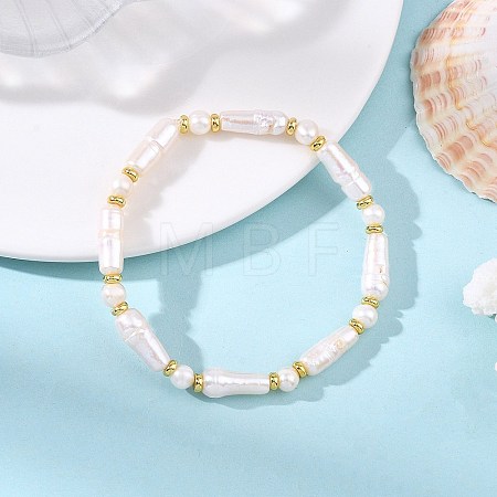 Natural Cultured Freshwater & Baroque Keshi Pearl Beaded Stretch Bracelets for Women BJEW-JB13944-1