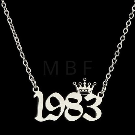 Crown Birth Year 201 Stainless Steel Pendant Necklaces for Women FS-WG4E8F2-44-1