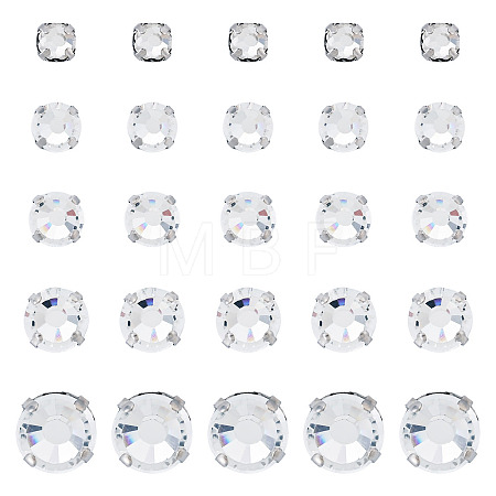100Pcs 5 Styles Flat Round Sew on Rhinestone KK-TA0008-97-1