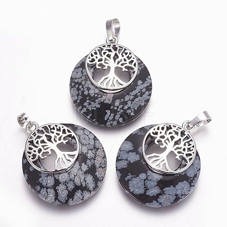 Natural Snowflake Obsidian Pendants G-F573-C09-1