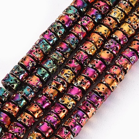 Electroplated Natural Lava Rock Beads Strands X-G-T114-68B-1