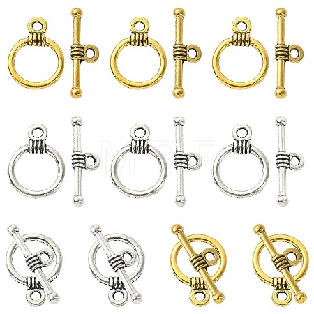 20Pcs 2 Colors Tibetan Style Alloy Toggle Clasps FIND-YW0004-23-1