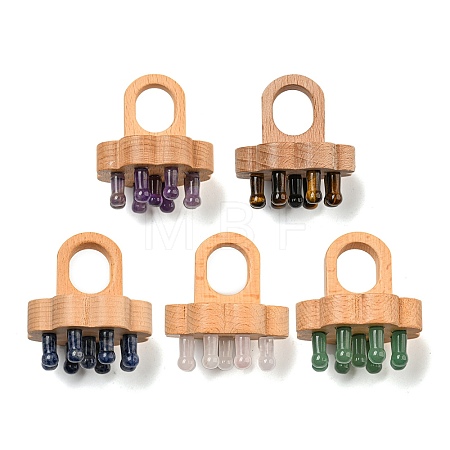Natural Mixed Stone Scalp Massager AJEW-G058-02-1