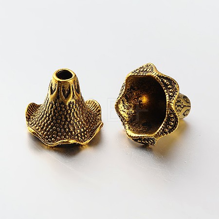 6-Petal Tibetan Style Alloy Bead Caps PALLOY-N0113-05AG-1