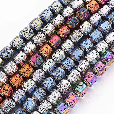Electroplated Natural Lava Rock Beads Strands G-T114-71-1