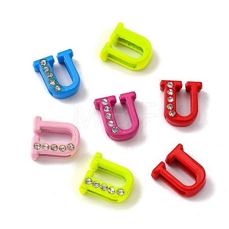 Spray Painted Zinc Alloy Slide Charms ALRI-WH0005-13U-1