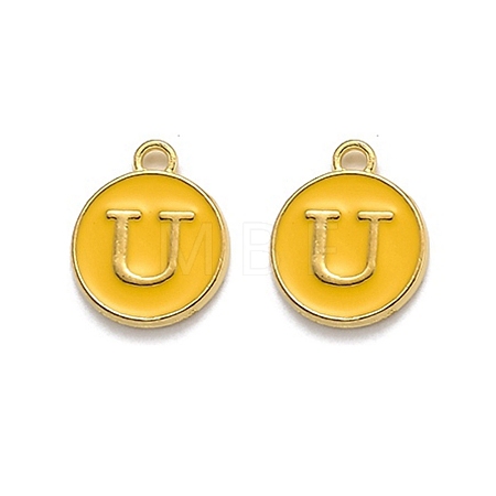 Golden Plated Alloy Enamel Charms X-ENAM-Q437-13U-1