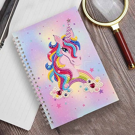 Unicorn Pattern DIY Diamond Painting Notebook Kits UNIC-PW0001-028B-1