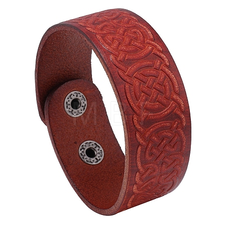 Witch Knot Pattern Cowhide Crod Bracelets PW-WG33678-02-1