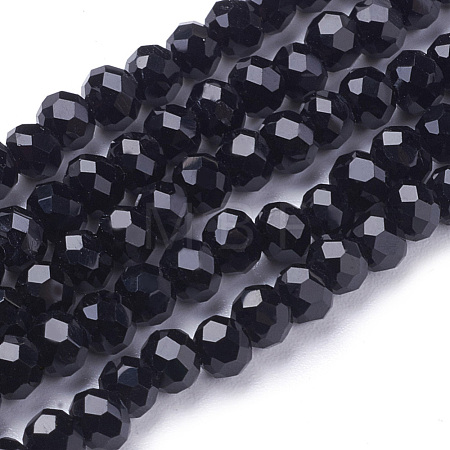 Faceted(32 Facets) Round Glass Beads Strands X-EGLA-J042-4mm-08-1