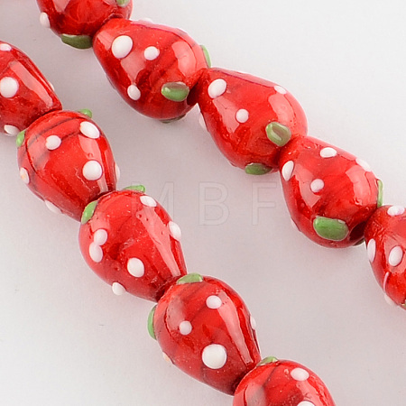 Handmade Lampwork 3D Strawberry Beads LAMP-R109B-15-1