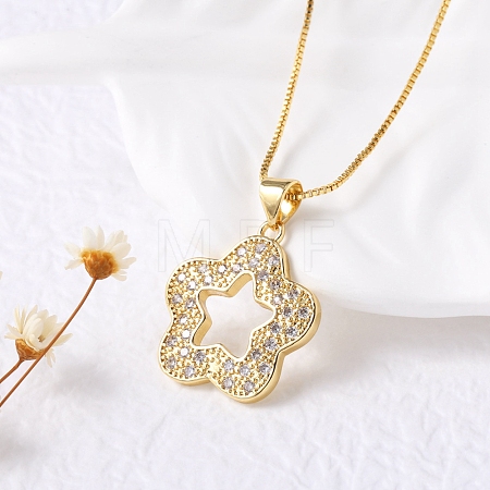 Brass Micro Pave Clear Cubic Zirconia Pendant Necklaces for Women NJEW-D305-03G-04-1