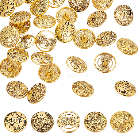 30Pcs 5 Styles Zinc Alloy Shank Buttons BUTT-ME0001-18-1