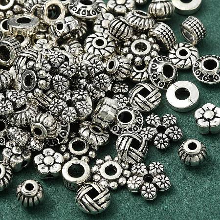 100Pcs 10 Styles Tibetan Style Alloy Spacer Beads TIBEB-YW0001-14-1-1