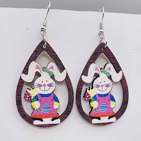 Easter Wood Dangle Earrings FS-WG65A0D-07-1