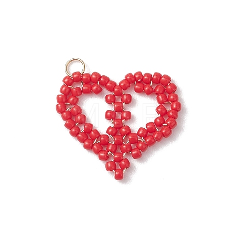 Glass Seed Beaded Pendants PALLOY-MZ01158-02-1
