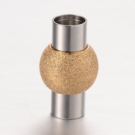 Textured 304 Stainless Steel Column Magnetic Clasps with Glue-in Ends STAS-I045-11G-1