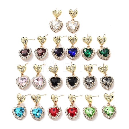 Heart Light Gold Brass Micro Pave Cubic Zirconia Stud Earrings EJEW-Q800-50KCG-1