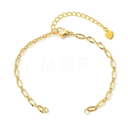Brass Textured Oval Link Chains Bracelet Making AJEW-JB01656-1