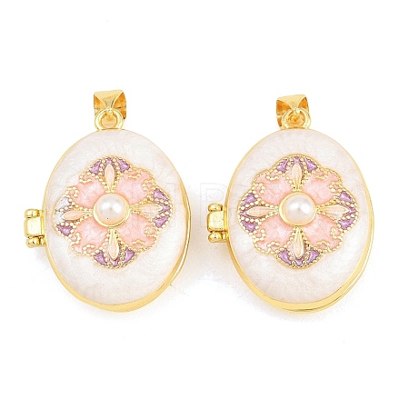 Brass Locket Pendants KK-D232-01G-04-1